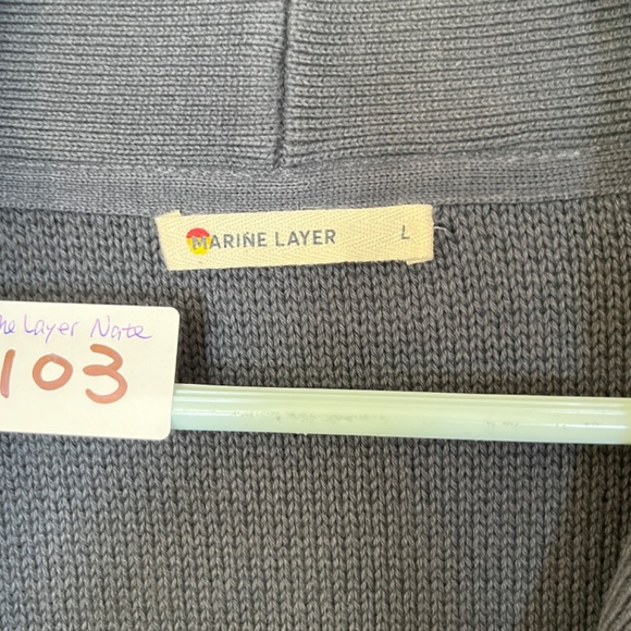 Marine Layer Nate Cotton Cardigan Sweater - Men's Size L - Gray Blend - Picture 5 of 12